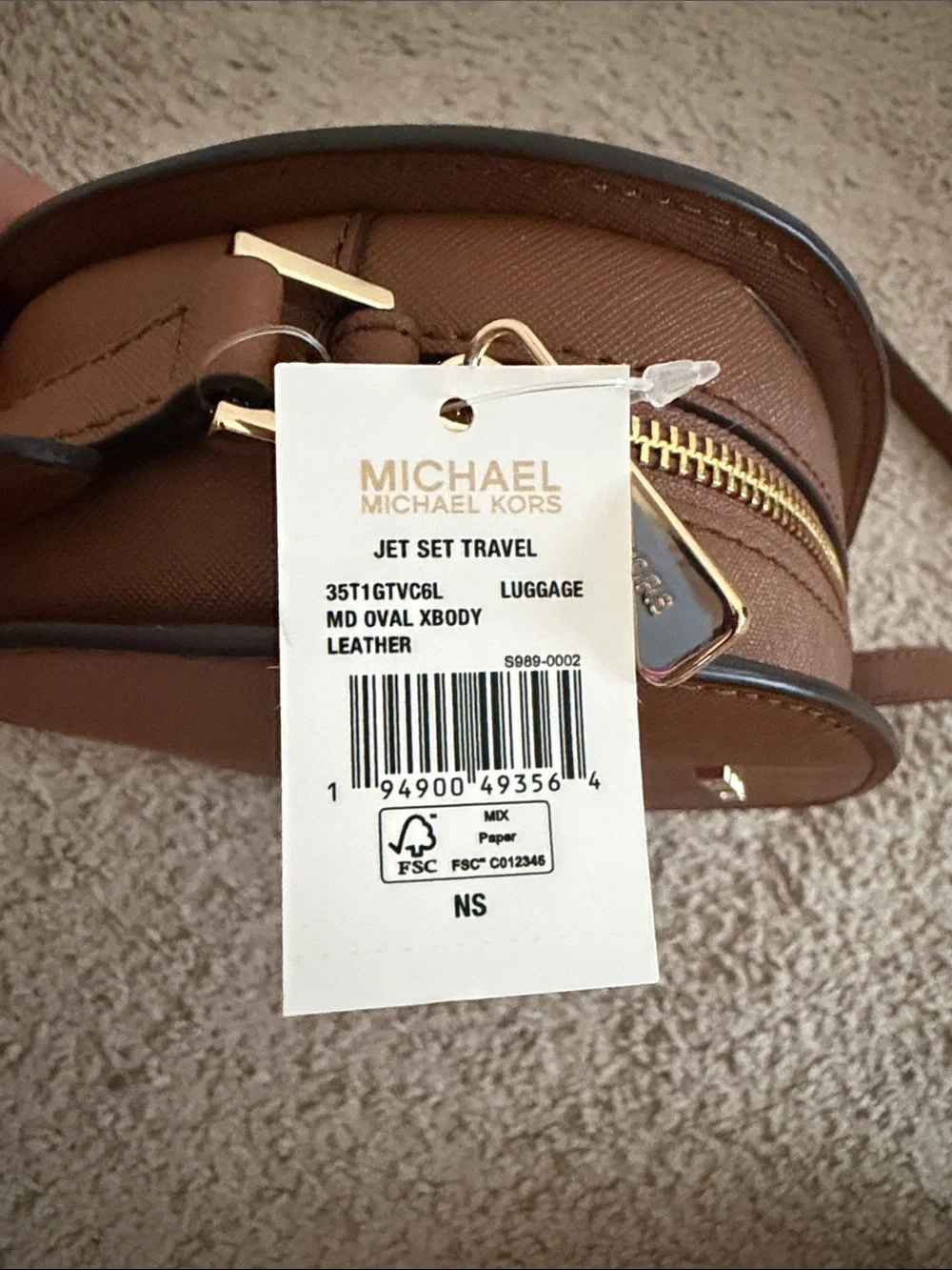 Michael Kors Tan Leather Oval Crossbody Bag